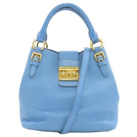 Miu Miu 2-Wege Lederhandtasche Hellblau