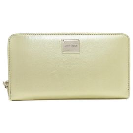 Jimmy Choo Gold Leather Long Wallet Golden