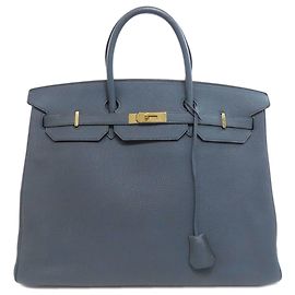 Sac Hermès Birkin 40 en cuir Togo bleu Bleu