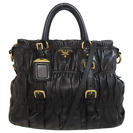 Prada schwarze Lammleder 2-Wege-Handtasche Schwarz