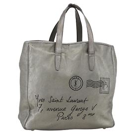 Borsa Y Mail in pelle argento SAINT LAURENT 188651 Auth bs34419 Argento