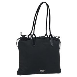 PRADA Borsa a mano in nylon nero argento Auth YKZ113 Nero Argento