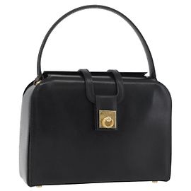 Céline Borsa a mano CELINE in pelle nera e oro Auth ARZ905 Nero D'oro