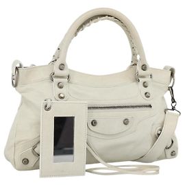 BALENCIAGA Die Erste Handtasche Leder 2in1 Weiß 103208 Auth YKZ859SAM Weiß