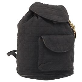 Christian Dior Zaino Lady Dior in nylon marrone e oro Auth BSZ057 Marrone D'oro