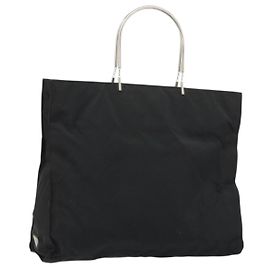 PRADA Tote Bag Nylon Black Auth 174737 Black