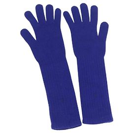 CHANEL Handschuhe Kaschmir Blau CC Auth 174684 Blau