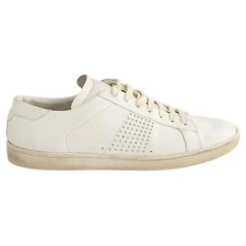 Saint Laurent Weiße Leder-Sneaker Weiß