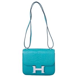 Hermès Constance 18 Turquesa (T9) Cocodrilo Mate – Herrajes de Paladio Otro