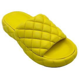 Sandales à glissière rembourrées en cuir jaune Bottega Veneta Jaune
