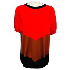 Farbenblock Baumwollstrickpullover in Rot / Braun / Schwarz Plan C Mehrfarben