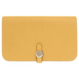 Hermès Hermes Dogon GM Wallet in Yellow Swift Leather Yellow