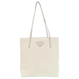 Bolsa tote com placa de logo triangular Prada Branco