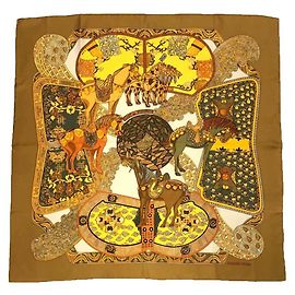 Bufanda de seda Hermès - Carré 90, ART des STEPPES Amarillo