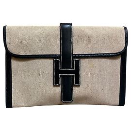 Hermès Jige 29 Canvas and Leather Clutch Other