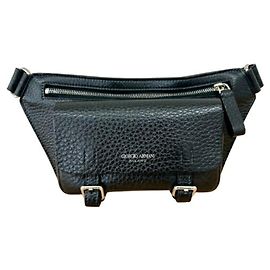Giorgio Armani Black Leather Shoulder Bag Black