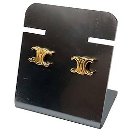 Céline CELINE Triomphe Stud Earrings in Gold Golden