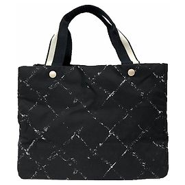 Chanel Travel Line Tote Bag MM Black Black