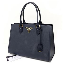 Prada Saffiano Leather Handbag Navy blue