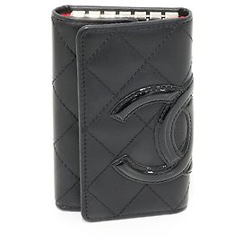 Chanel Cambon Key Case Black Pink
