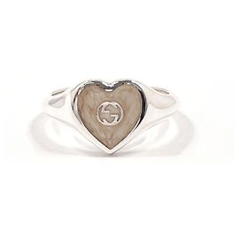 Anel Gucci Heart Interlocking G Prata