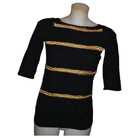 Versace Wollpullover schwarz und gold Schwarz Golden