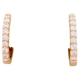 Autre Marque Par de pequeños pendientes de aro en oro rosa, diamantes. Otro