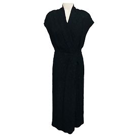 Robe midi Dillan texturée noire de Dries van Noten Noir