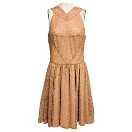 Alaïa Ärmelloses Cocktailkleid aus nude Tüll-Makramee von Alaia Beige