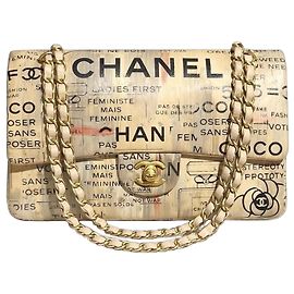 CHANEL 15S GRAFFITI KLASSE MEDIUM DOPPELFLAP-TASCHE Schwarz Weiß Beige Golden Metallisch Anthrazitgrau