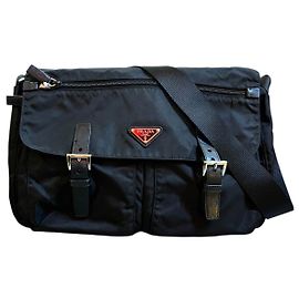 Prada Tessuto Zip Double Buckle Messenger Bag Other
