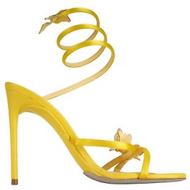 Rene Caovilla Sandali in satin giallo Margot con decorazioni a farfalla per donne EU 37 Giallo