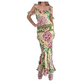 Vestido John Galliano 2002 icônico e super RARO Multicor