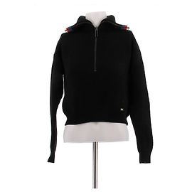 Sonia Rykiel Schwarzer Wollpullover mit Reißverschluss Schwarz