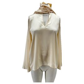 Autre Marque LOVLI Seidenbluse Creme Beige