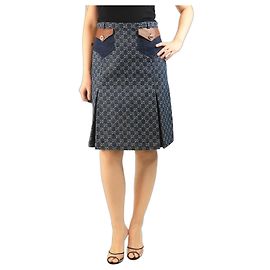 Gucci Falda midi de denim jacquard GG azul - talla UK 10 Azul