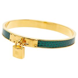 Bracciale Kelly di Hermès con motivo a lucchetto D'oro Verde