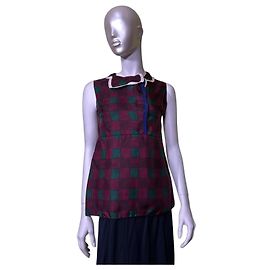 Top de seda xadrez Prada Multicor