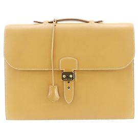 Bolso de Negocios Depeche 38 de Hermès Castaño Otro Amarillo