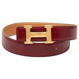 Cinto Constance em couro vermelho Hermès Vermelho Bordeaux