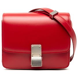 Céline Celine Vermelho Pequeno Bolsa de Couro de Bezerro Clássica Vermelho