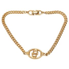 Pulsera de logo CD Dior chapada en oro Dorado
