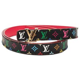 Louis Vuitton Black Monogram Multicolore LV Initiales Belt Black