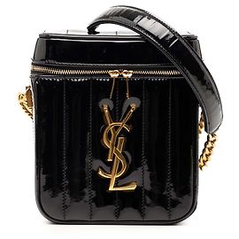 Sac Vanity Vicky Monogram en Patin Matelassé Noir de Saint Laurent Noir