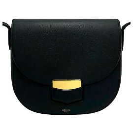 Céline Celine Trotteur in pelle di vitello grana nera piccolo Nero
