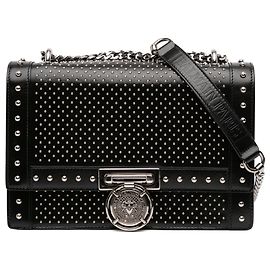 Borsa a spalla BBox 20 in pelle nera con borchie Balmain Nero