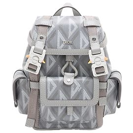 Sac à dos CD Diamond Hit The Road en toile enduite grise Dior Marron