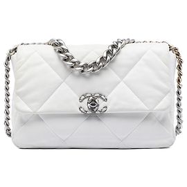 Chanel Weiß Große Lammleder 19 Klappe Weiß