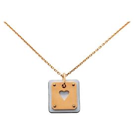Hermès Collar Hermes As de Coeur PM Multicolor Dorado