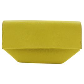 Pochette Opry Hermès en cuir chèvre jaune Jaune